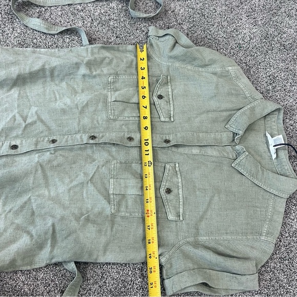 NWT Lucky Brand Green Linen Blend Button Front Shirt Dress Belted Women’s Size L - Picture 7 of 11